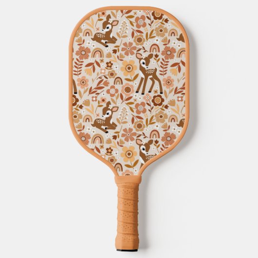 Cute Woodland Baby Deer Floral Pattern Pickleball Paddle (Achterkant)
