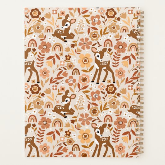 Cute Woodland Baby Deer Floral Pattern Planner (Achterkant)