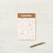 Cute Woodland Baby Deer Floral Pattern Post-it® Notes (Op bureau)