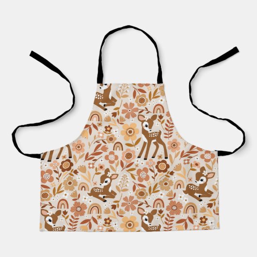 Cute Woodland Baby Deer Floral Pattern Schort (Voorkant)
