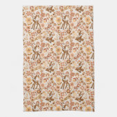 Cute Woodland Baby Deer Floral Pattern Theedoek (Verticaal)