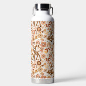 Cute Woodland Baby Deer Floral Pattern Waterfles (Voorkant)