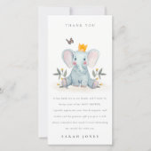 Cute Woodland Baby Elephant Foliage Baby shower Bedankkaart (Voorkant)
