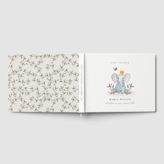 Cute Woodland Baby Elephant Foliage Baby shower Gastenboek (Volledig)