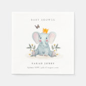 Cute Woodland Baby Elephant Foliage Baby shower Servet (Voorkant)