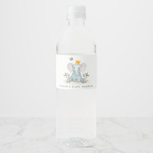 Cute Woodland Baby Elephant Foliage Baby shower Waterfles Etiket