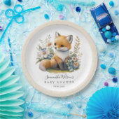 Cute Woodland Baby Fox Spring Baby shower Papieren Bordje (Feest)