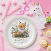 Cute Woodland Baby Fox Spring Baby shower Papieren Bordje (Feest)