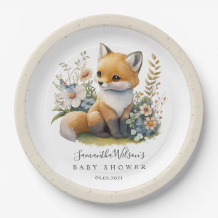 Cute Woodland Baby Fox Spring Baby shower Papieren Bordje