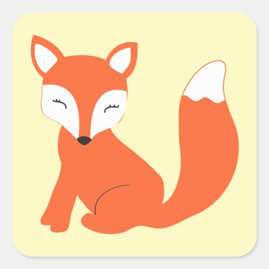 Cute Woodland Baby Fox Vierkante Sticker (Voorkant)