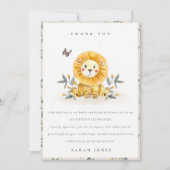 Cute Woodland Baby Lion Foliage Elke dag van de le Bedankkaart (Voorkant)