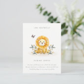 Cute Woodland Baby Lion Foliage Elke dag van de le Briefkaart (Staand voorkant)