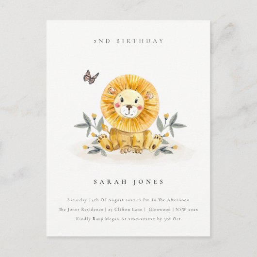 Cute Woodland Baby Lion Foliage Elke dag van de le Briefkaart (Voorkant)