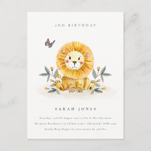 Cute Woodland Baby Lion Foliage Elke dag van de le Briefkaart (Voorkant)