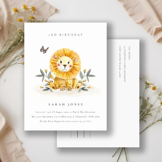 Cute Woodland Baby Lion Foliage Elke dag van de le Briefkaart
