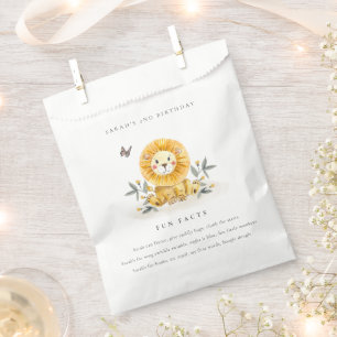 Cute Woodland Baby Lion Foliage Fun Facts Birthday Bedankzakje