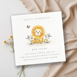 Cute Woodland Baby Lion Foliage Fun Facts Birthday Servet