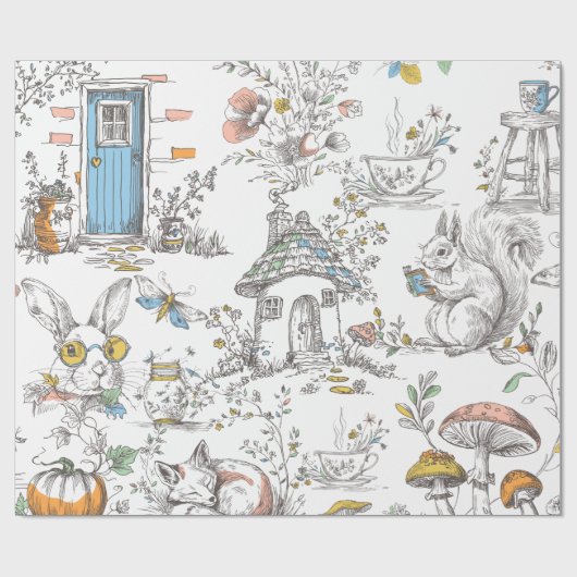  Cute Woodland Baby Shower Cadeaupapier (Vlak)