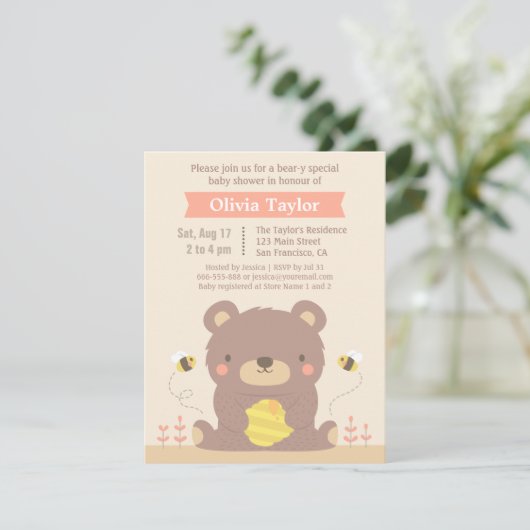Cute Woodland Beer Baby Shower Invitations Kaart (Staand voorkant)