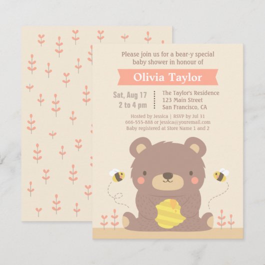 Cute Woodland Beer Baby Shower Invitations Kaart (Voorkant / Achterkant)