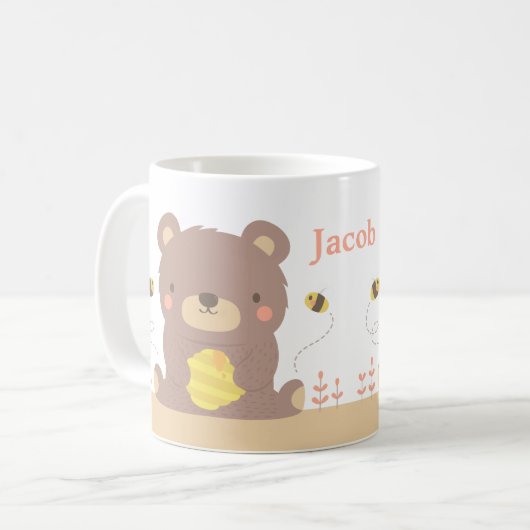 Cute Woodland Beer en Bijen Kinder Mok (Voorkant links)