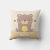 Cute Woodland Beer en bijen Nursery Room Decor Kussen (Achterkant)