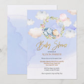 Cute Woodland Beer Floral Blue Sky Baby shower Kaart (Voorkant / Achterkant)