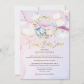 Cute Woodland Beer Floral Pink Sky Virtual Shower Kaart (Voorkant)