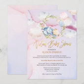 Cute Woodland Beer Floral Pink Sky Virtual Shower Kaart (Voorkant / Achterkant)