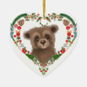 Cute Woodland Beer Heart Holiday Wreath Keramisch Ornament (Voorkant)
