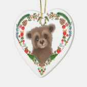 Cute Woodland Beer Heart Holiday Wreath Keramisch Ornament (Links)