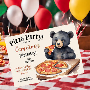 Cute Woodland Beer Pizzaverjaardagsfeestje Kaart