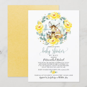 Cute Woodland Bloemen Groene Baby Shower Per Post Kaart