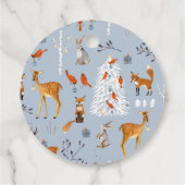 Cute Woodland blue Fox Feestdagen Bedankjes Labels (Achterkant)