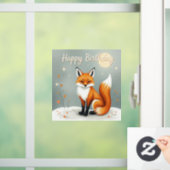 Cute Woodland Brown Fox Happy Birthday Raamsticker (Huis)