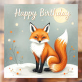 Cute Woodland Brown Fox Happy Birthday Raamsticker (Vel 2)