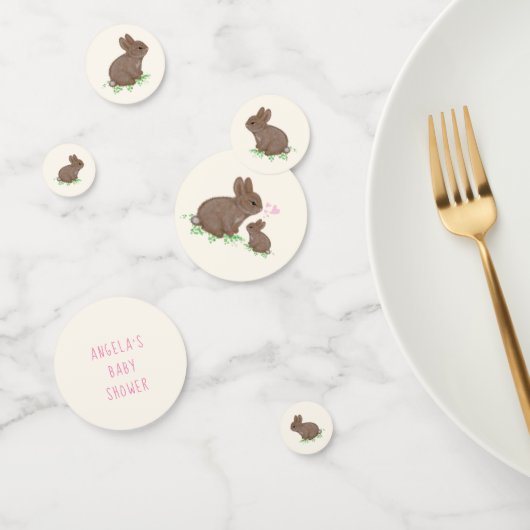 Cute Woodland Bunnies Hearts Custom Baby shower Confetti (Groep)