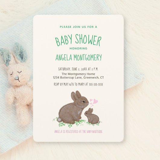 Cute Woodland Bunnies met Baby shower van het hart Kaart