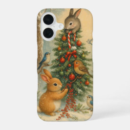 Cute woodland bunny christmas cozy festive winter  iPhone 16 hoesje