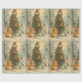Cute woodland bunny christmas festive winter cadeaupapier (Vlak)