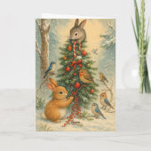 Cute woodland bunny christmas festive winter cozy kaart (Achterkant)