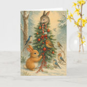 Cute woodland bunny christmas festive winter cozy kaart (Gele Bloem)