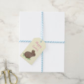 Cute Woodland Bunny in Clover Happy Pasen Cadeaulabel (Met Touw)