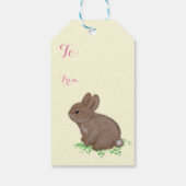 Cute Woodland Bunny in Clover Happy Pasen Cadeaulabel (Achterkant)