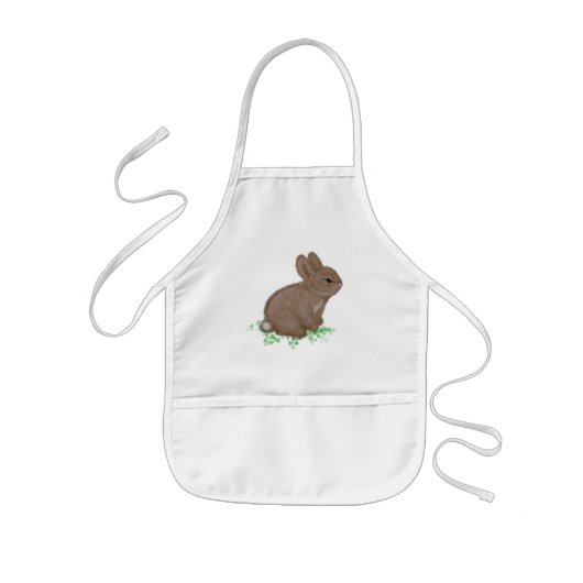 Cute Woodland Bunny in Clover Kinder Schort (Voorkant)