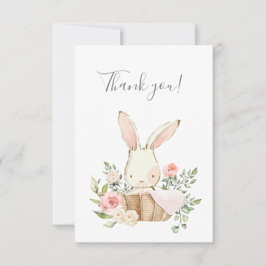 Cute Woodland Bunny Rabbit Flat Bedankt (Voorkant)