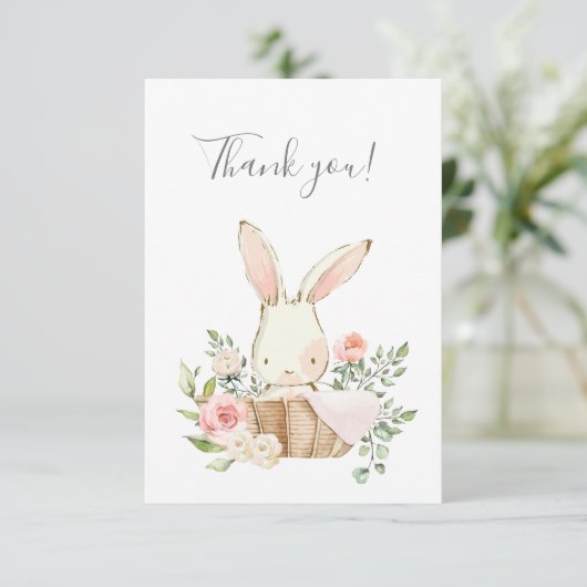 Cute Woodland Bunny Rabbit Flat Bedankt (Staand voorkant)