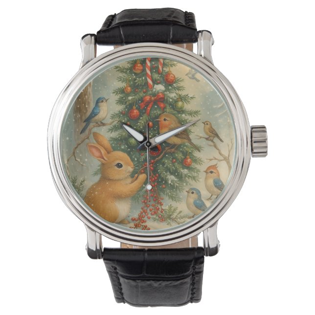 Cute woodland christmas cozy festive illustration  horloge (Voorkant)