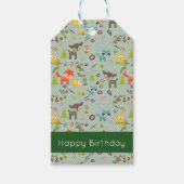 Cute Woodland Creaters Animal Pattern Birthday Cadeaulabel (Voorkant)