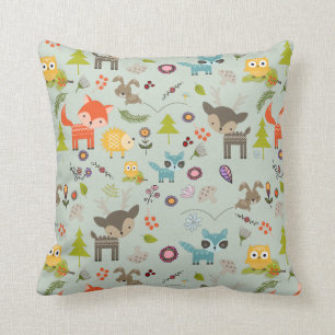 Cute Woodland Creaters Animal Pattern Kussen